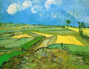 風景 Painting - 曇り空の下のオーヴェールの小麦畑 フィンセント・ファン・ゴッホの風景